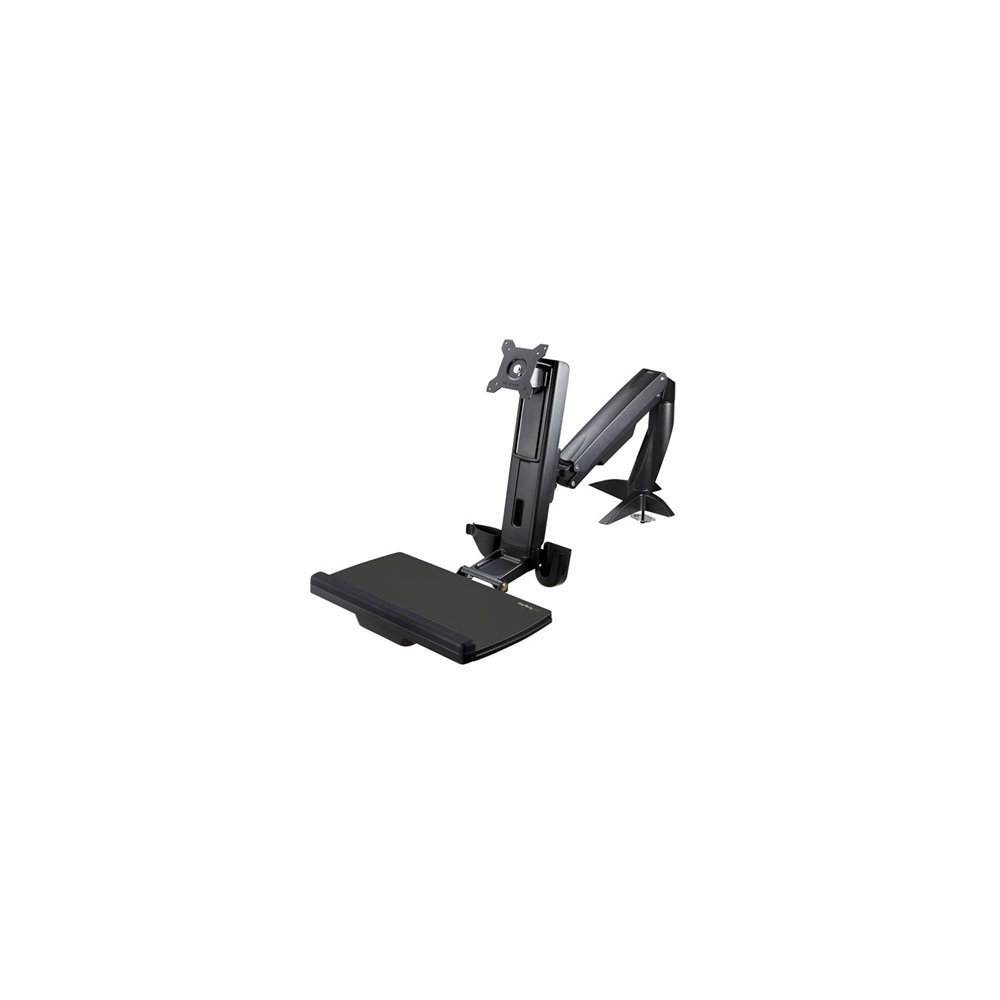 startech.com brazo de soporte de pie y sentado ajustable vesa para monitores de hasta 24 pulgadas con soporte para teclado y rat