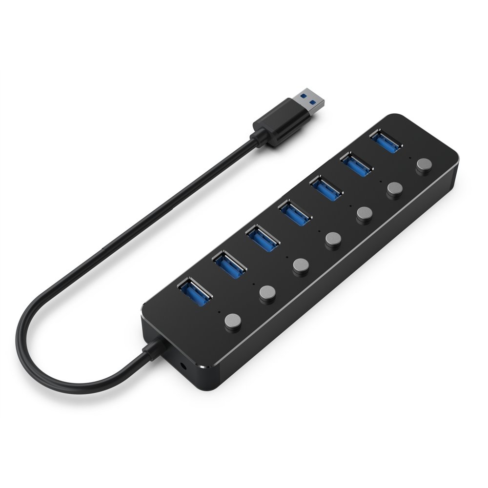 gembird uhb-u3p7p-01 hub de interfaz usb 3.2 gen 1 (3.1 gen 1) type-a 5000 mbit/s negro