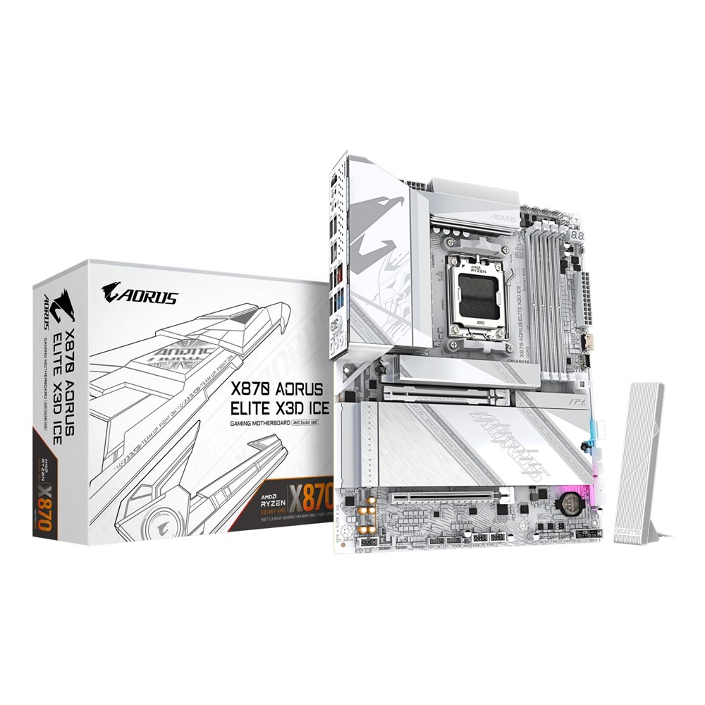 gigabyte x870 aorus elite x3d ice placa base - compatible con procesadores amd ryzen 9000, vrm digital de 16+2+2 fases, hasta 90