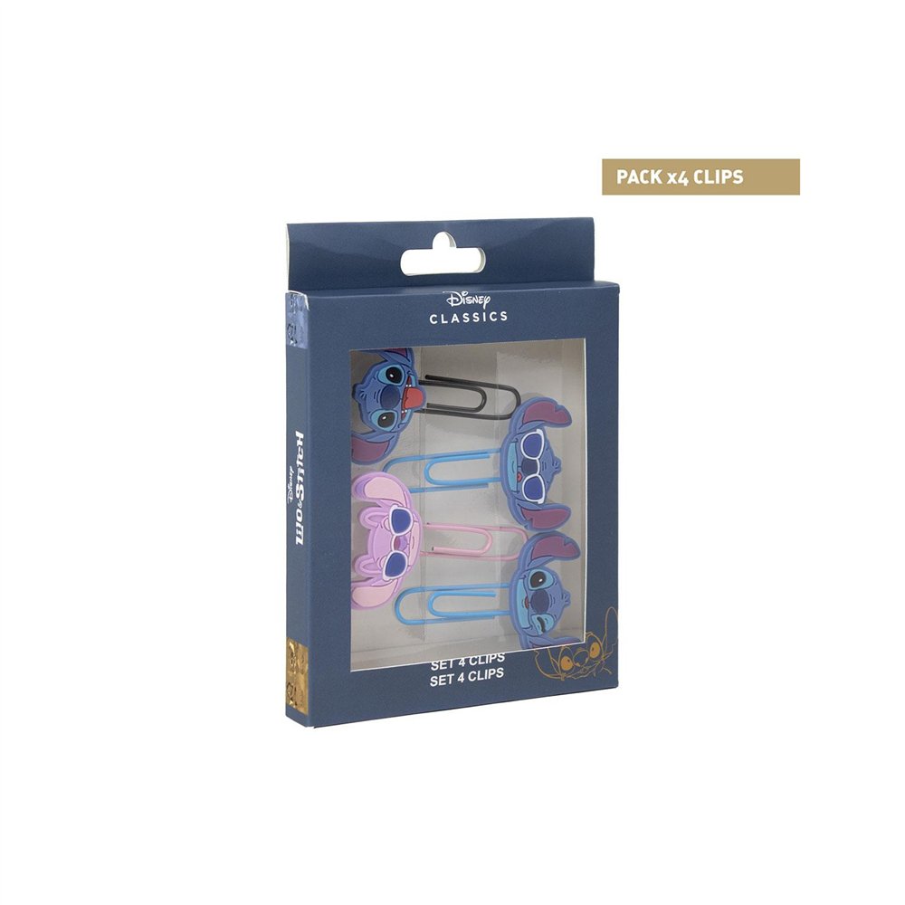 clips de papelería stitch disney pack 4 unidades para libros, agendas y documentos