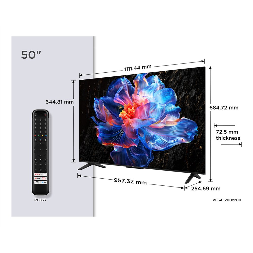 tcl p6k 50p6k televisor 127 cm (50") 4k ultra hd smart tv wifi metálico