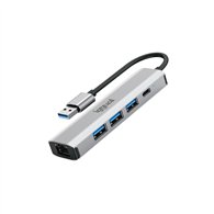 iggual hub usb-a 5 puertos 3xusb + rj45 + tipo c