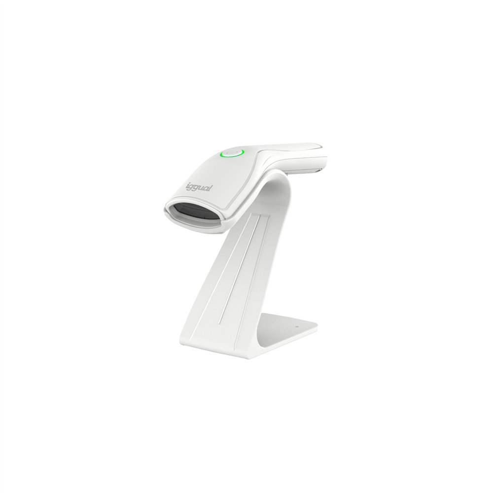 iggual lector código barras 2d usb botón blanco