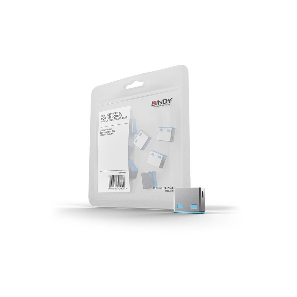 lindy 40462 bloqueador de puerto usb tipo a azul acrilonitrilo butadieno estireno (abs) 10 pieza(s)