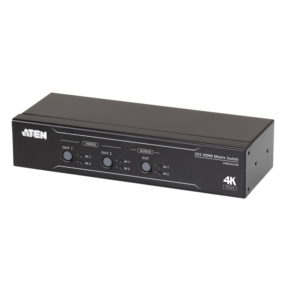 aten switch de matriz hdmi 4k real 2 x 2 con desincrustador de audio