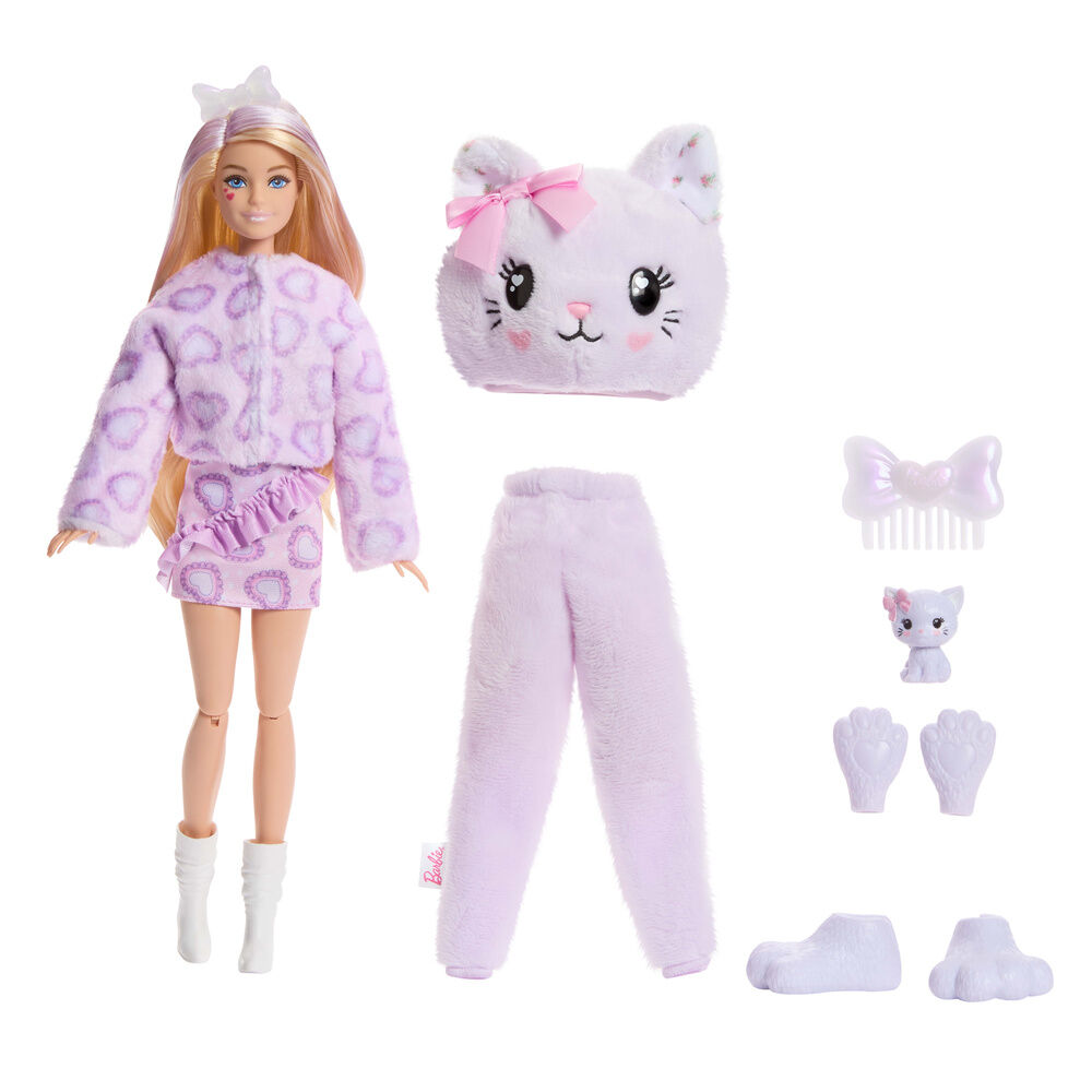 muñeca gatito lila cutie reveal lazos dulces barbie