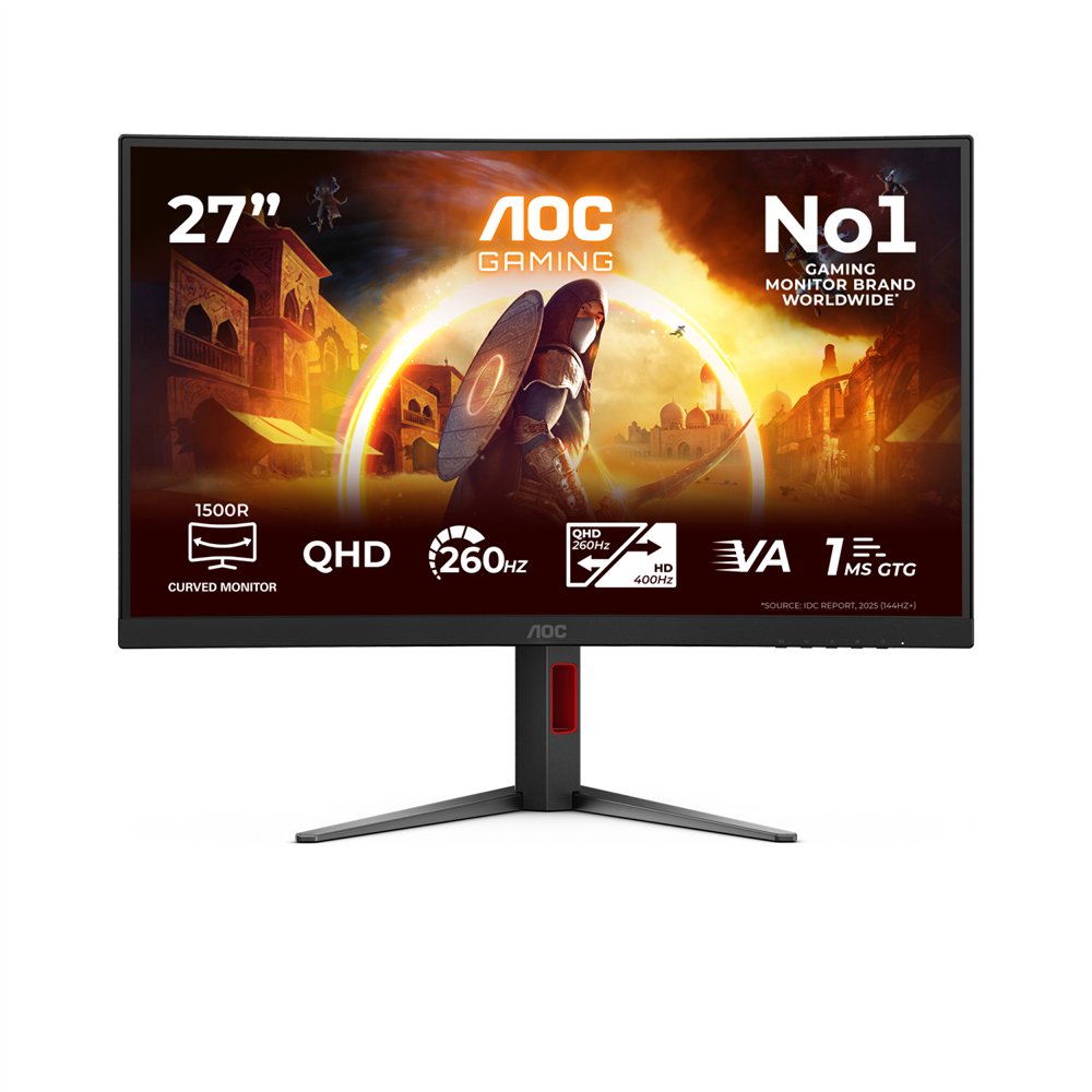 aoc g4 cq27g4z2p pantalla para pc 68,6 cm (27") 2560 x 1440 pixeles quad hd lcd negro, rojo