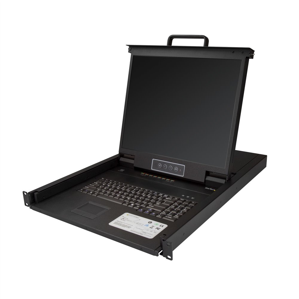 startech.com consola kvm de 8 puertos para montaje en rack - teclado qwerty - con cables de 1,8m - conmutador kvm con monitor lc