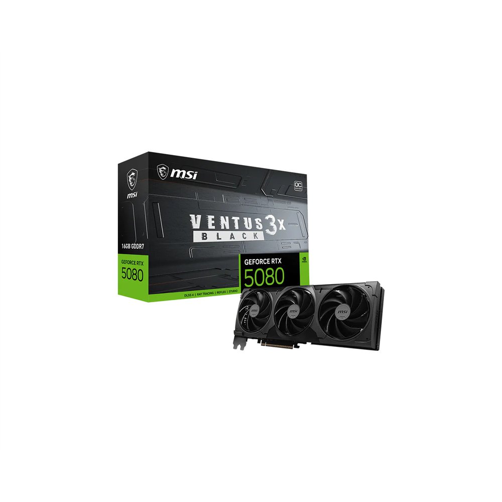 msi ventus geforce rtx 5080 16g 3x oc black tarjeta gráfica nvidia 16 gb gddr7