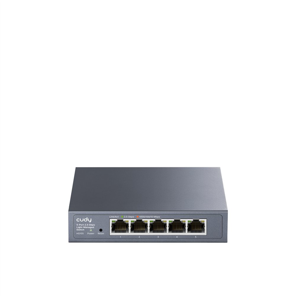 cudy 5-port 2.5g easy-managed switch, hs105 3.0 gestionado l2 2.5g ethernet (100/1000/2500) negro