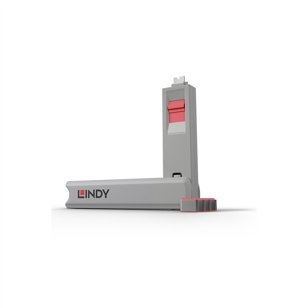 lindy 40425 bloqueador de puerto bloqueador de puerto + clave usb tipo c rosa 5 pieza(s)