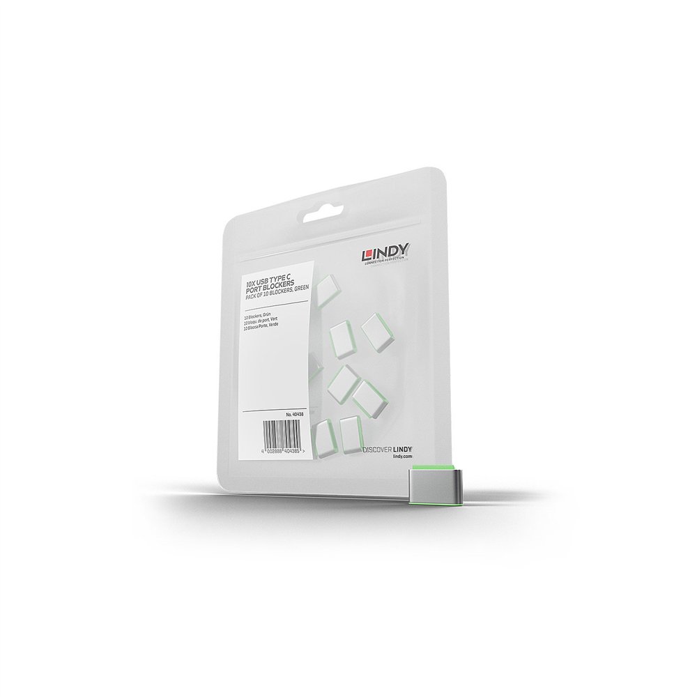 lindy 40438 bloqueador de puerto usb tipo c verde 10 pieza(s)