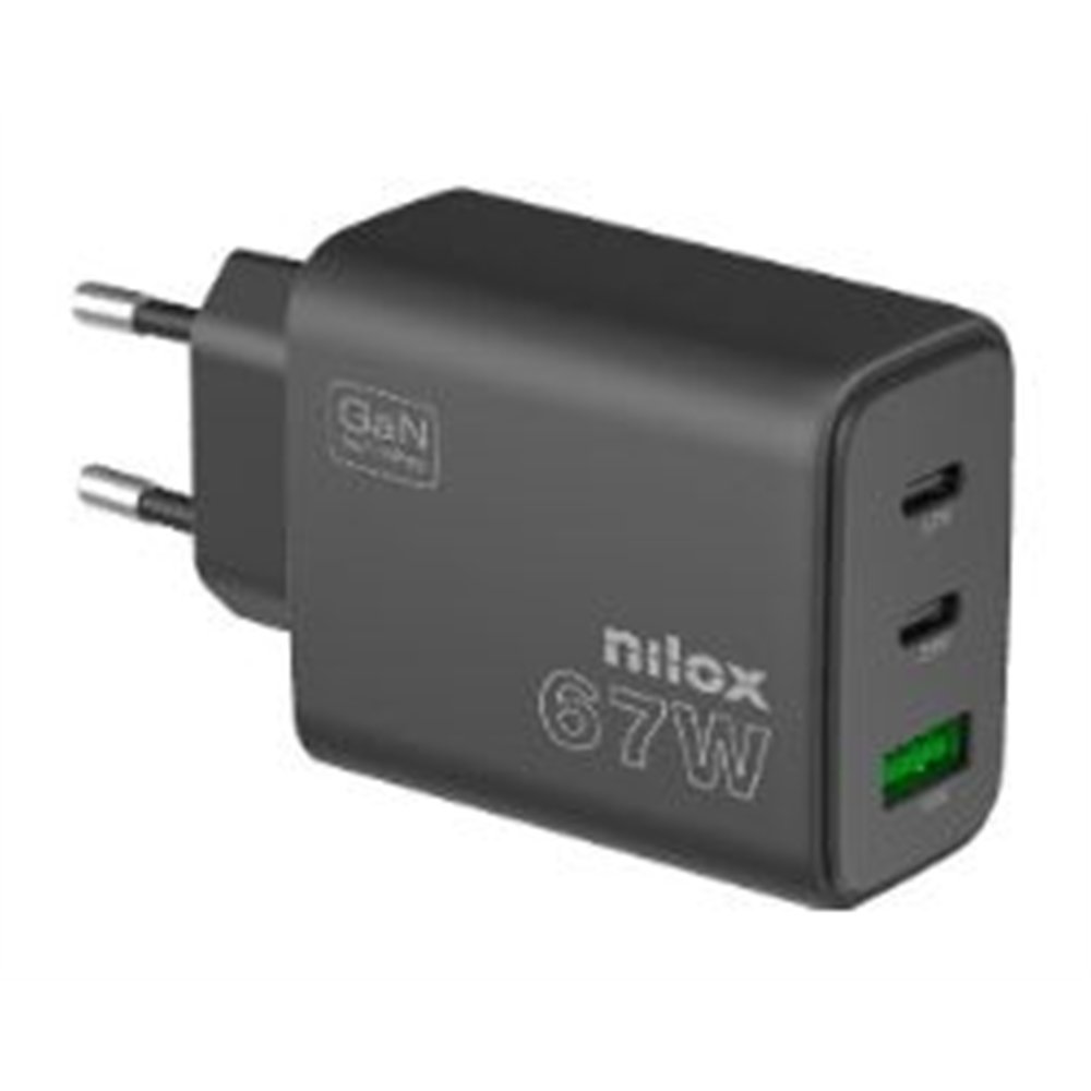 cargador pared nilox 67w 1xusb-a 2xusb-c (nx65ganusbc)
