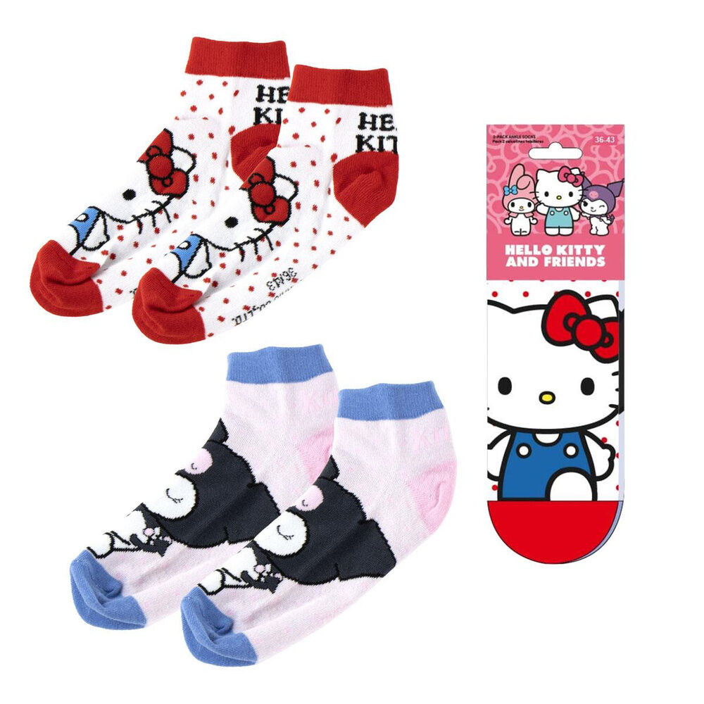 set 2 pares calcetines kuromi hello kitty adulto