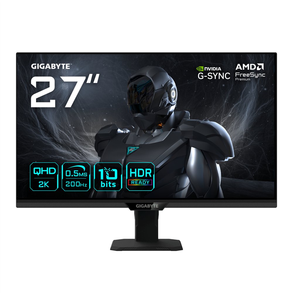 gigabyte g27q20t monitor gaming 27” qhd - 2560 x 1440, 200hz, 0.5ms, compatible con g-sync, freesync premium, hdr10, hdmi 2.0, d
