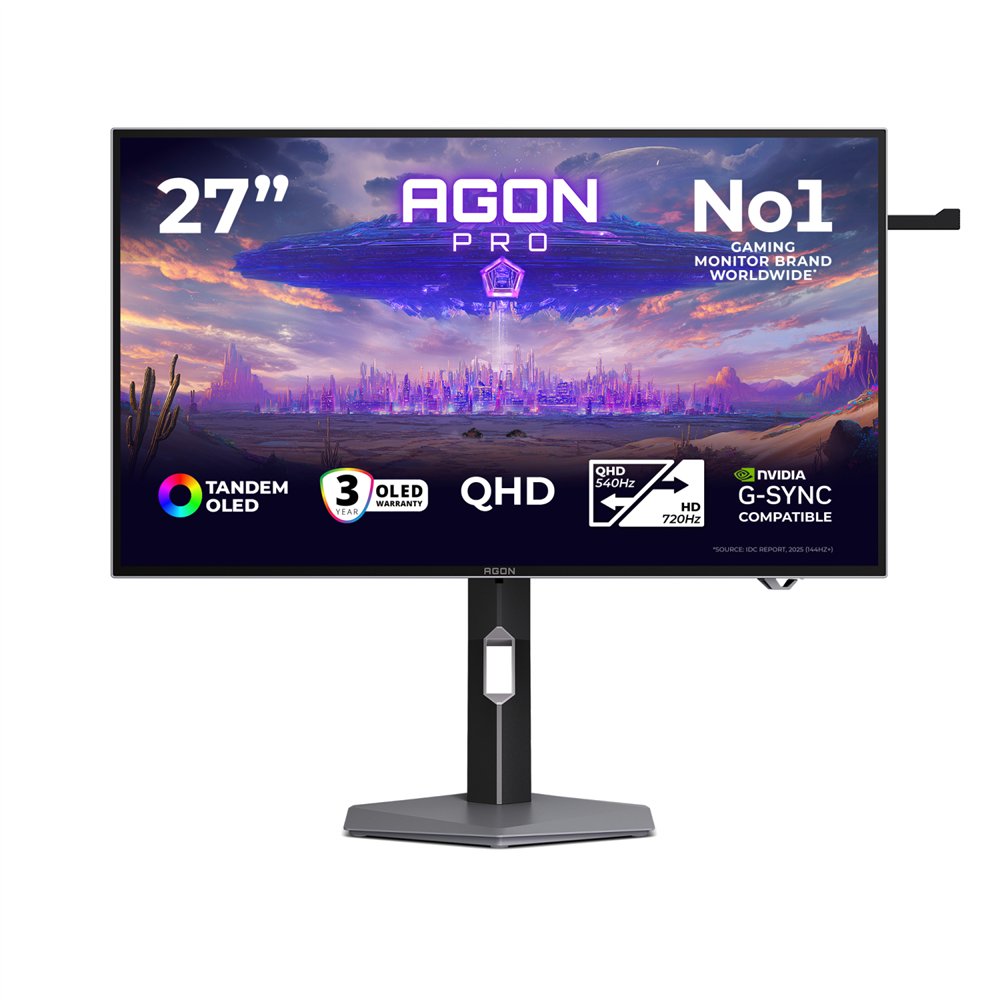 aoc agon pro agp277qkdc pantalla para pc 67,3 cm (26.5") 2560 x 1440 pixeles quad hd oled gris