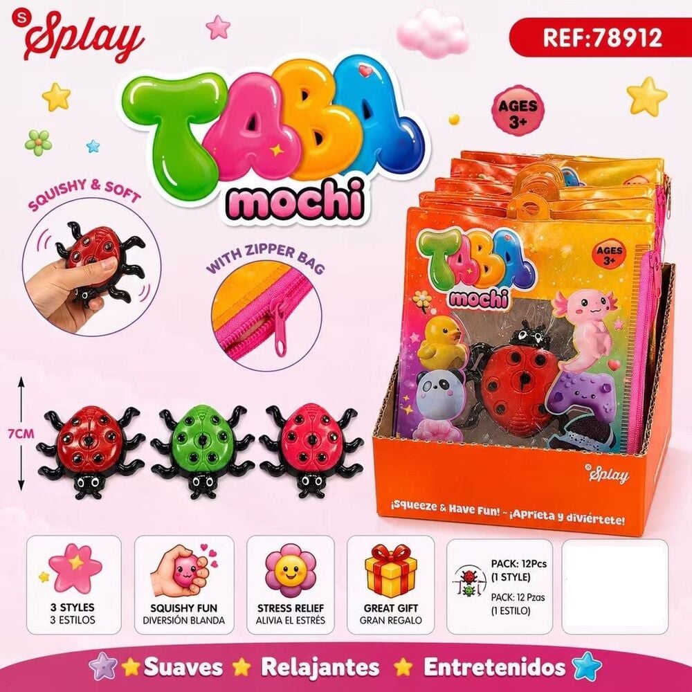 juguete antiestres taba mochi mariquita 7cm surtido