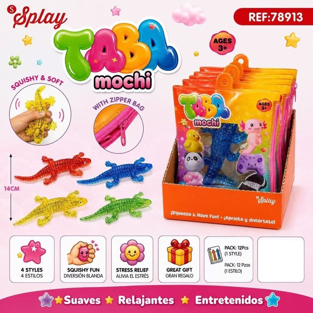 juguete antiestres taba mochi lagartija 14cm surtido