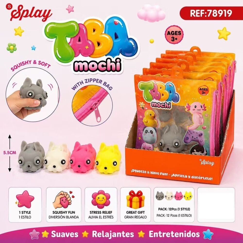 juguete antiestres taba mochi perro 5.5cm surtido