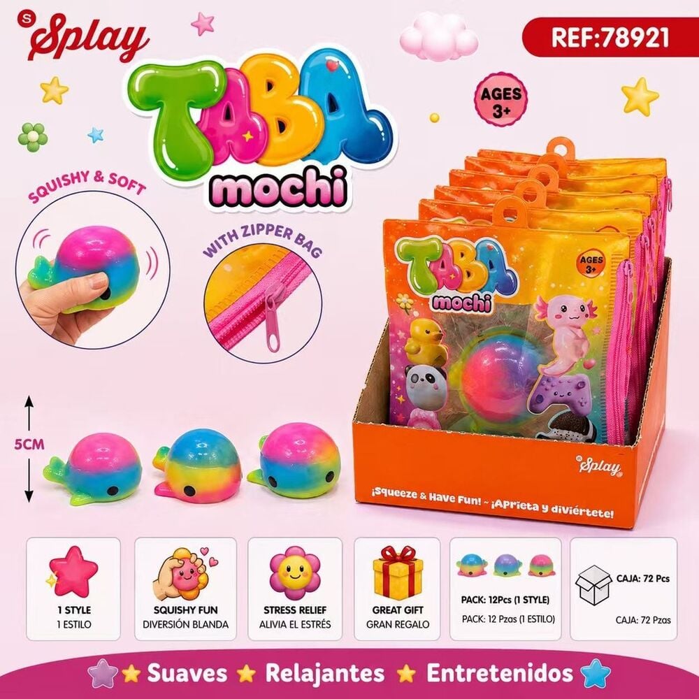 juguete antiestres taba mochi ballena 5cm surtido