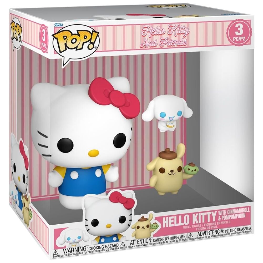 figura pop jumbo hello kitty and friends - hello kitty with cinnamoroll & pompompurin