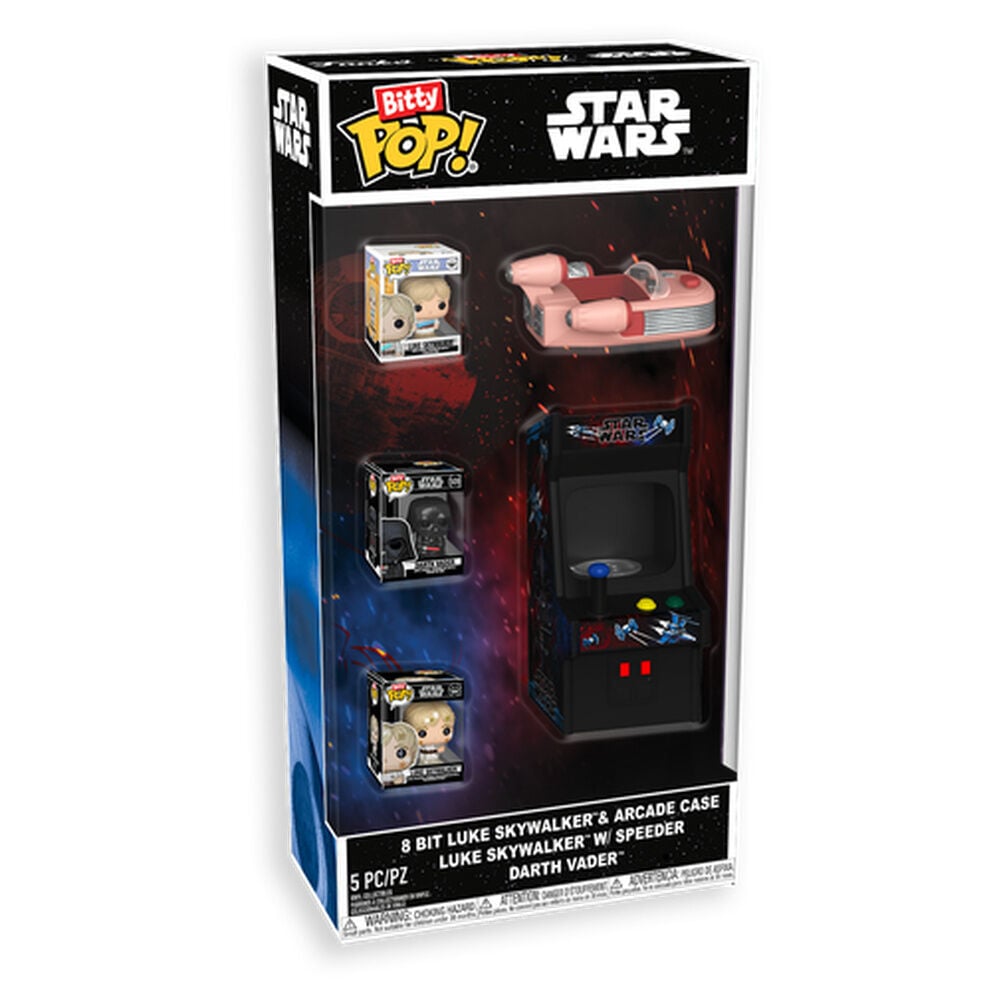 figura bitty pop star wars 8 bit luke skywalker & arcade case