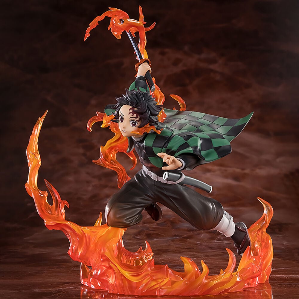 figura tanjiro kamado kyojuro rengokus sword guard demon slayer kimetsu no yaiba 19,5cm