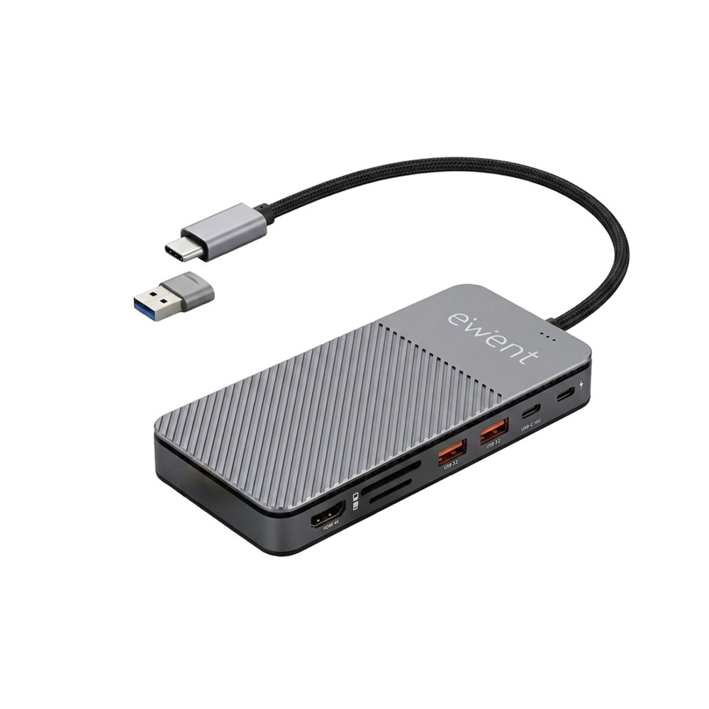 ewent ew1156 base para portátil y replicador de puertos alámbrico usb 3.2 gen 1 (3.1 gen 1) type-c aluminio