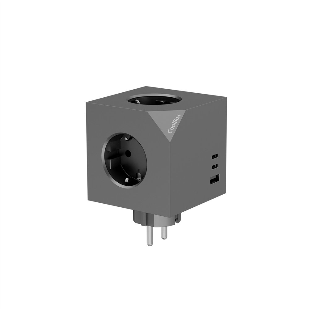coolbox cubik base 3 enchufes con carga usb c+a