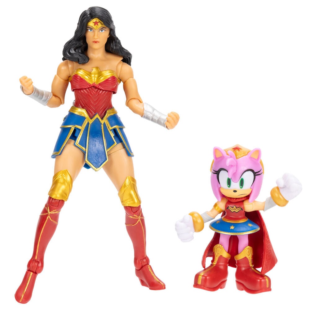 figura amy & wonder woman sonic the hedgehog x dc comics