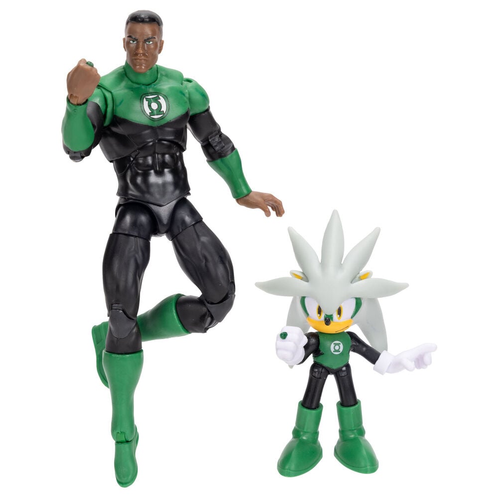 figura silver & linterna verde sonic the hedgehog x dc comics