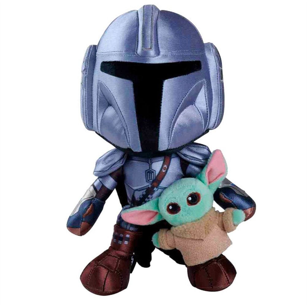 peluche star wars mandalorian con mini grogu 25 cm