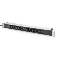 digitus regleta de enchufes con perfil de aluminio, 12 enchufes, cable de alimentación de 2 m para enchufes con contacto de pues