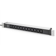 digitus regleta de enchufes con perfil de aluminio, 12 enchufes, cable de alimentación de 2 m para enchufes con contacto de pues