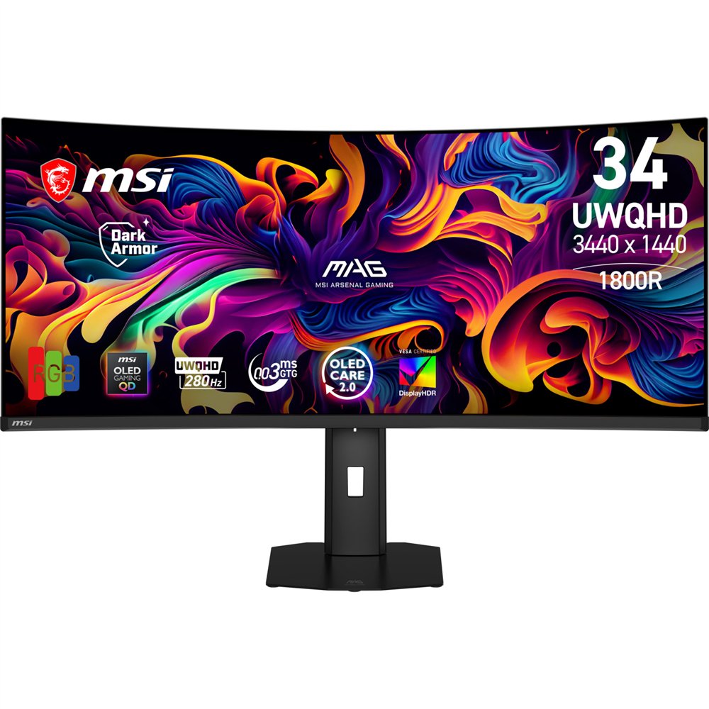 msi mag 341cqp qd-oled x28 pantalla para pc 86,4 cm (34") 3440 x 1440 pixeles ultrawide quad hd negro