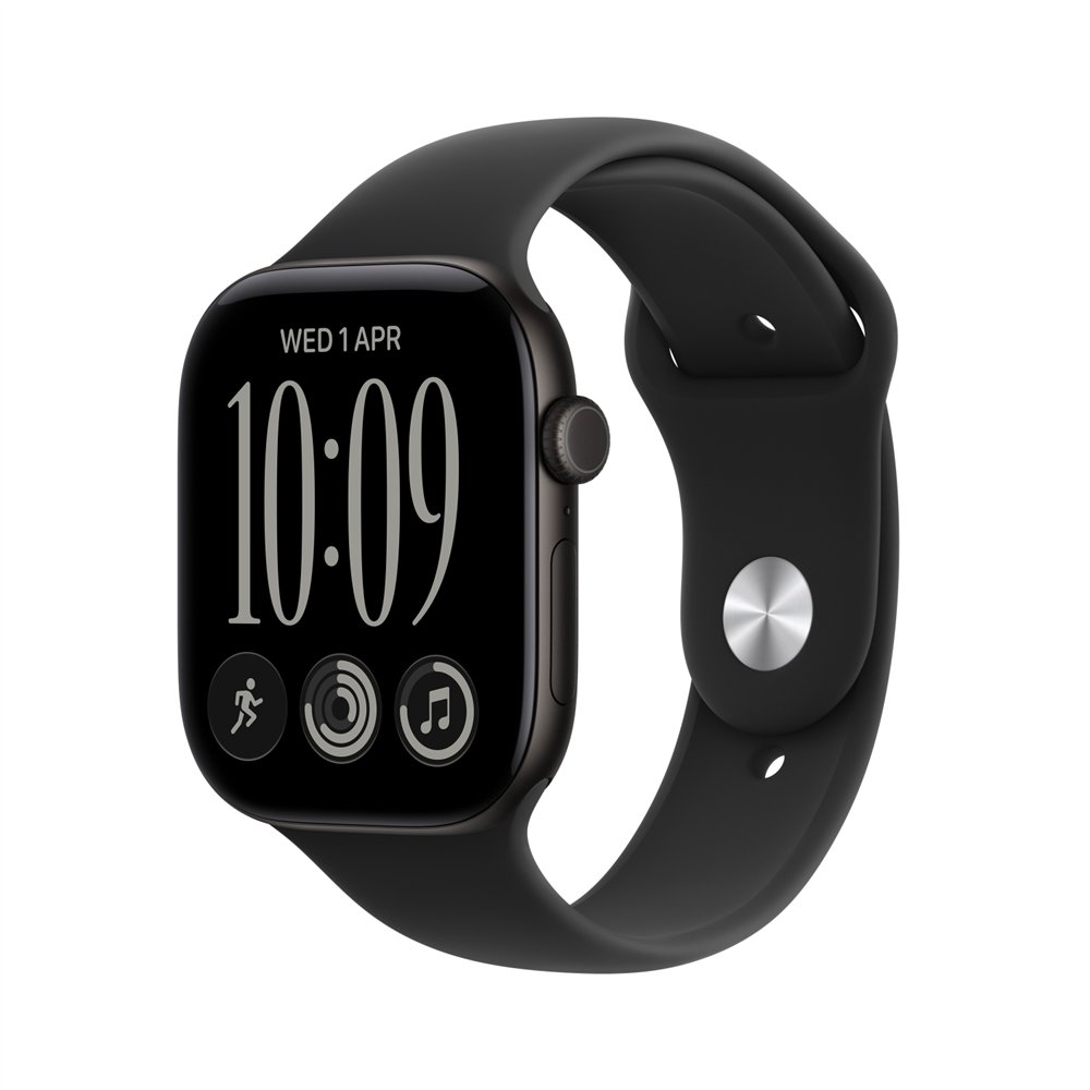 apple watch series 12 (gps) - caja de aluminio en negro (42 mm) - correa deportiva negra - talla s/m
