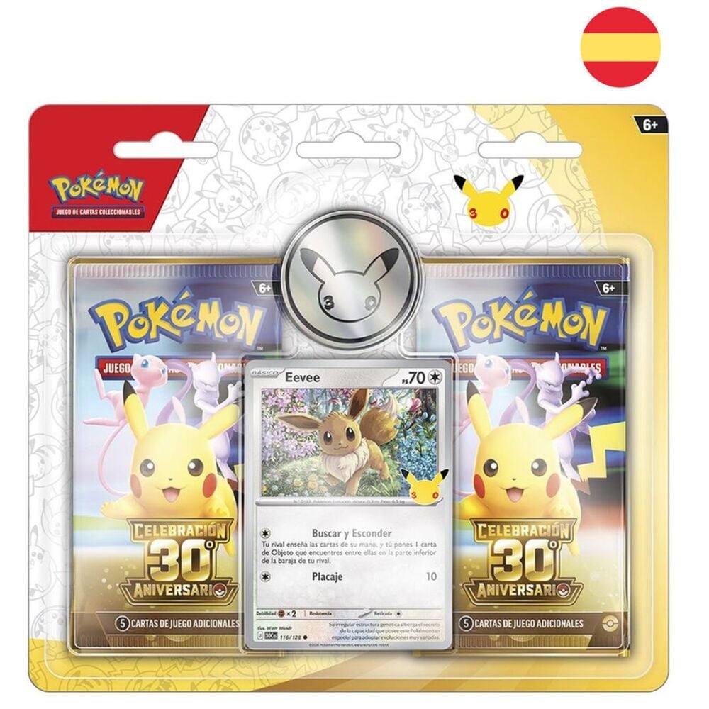 blister juego cartas 30th aniversario pokemon eevee español
