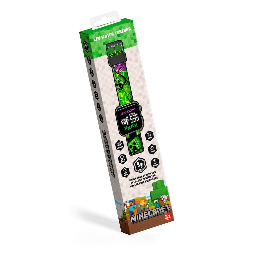 reloj led multifuncion minecraft