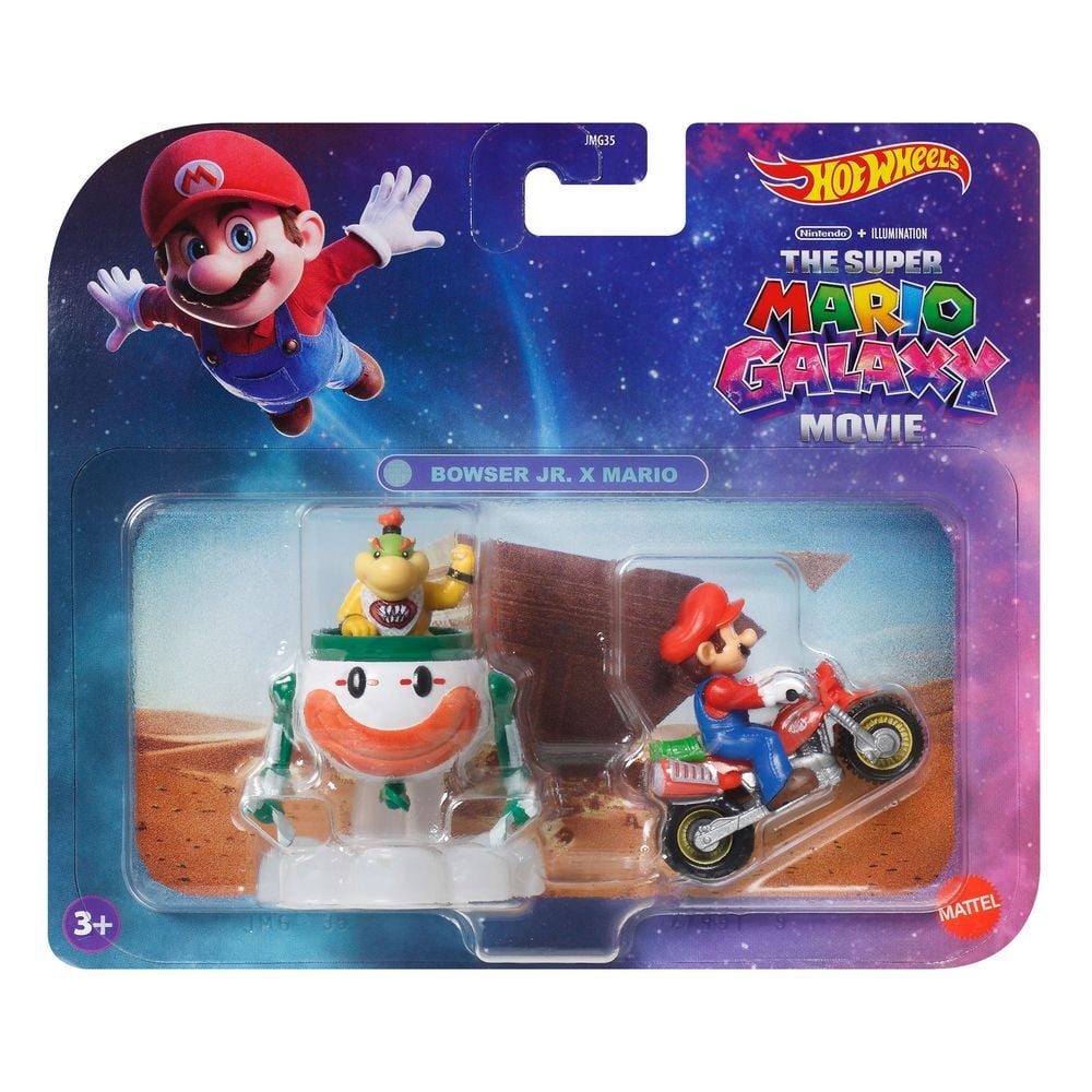 blister figuras bowser jr. & mario super mario galaxy hot wheels