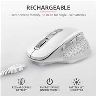 Raton Trust Ozaa Ergonomico Recargable Wireless White