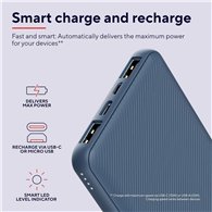 Powerbank Trust Primo Slim 10000mah X2 Usb-a Usb-c Micro-usb Eco Blue
