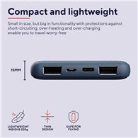 Powerbank Trust Primo Slim 10000mah X2 Usb-a Usb-c Micro-usb Eco Blue