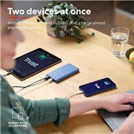 Powerbank Trust Primo Slim 10000mah X2 Usb-a Usb-c Micro-usb Eco Blue