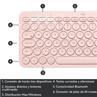 Teclado Logitech K380 Tkl Bluetooth Multi-device Rose