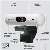 Webcam Logitech Brio 500 Fhd Usb-c White