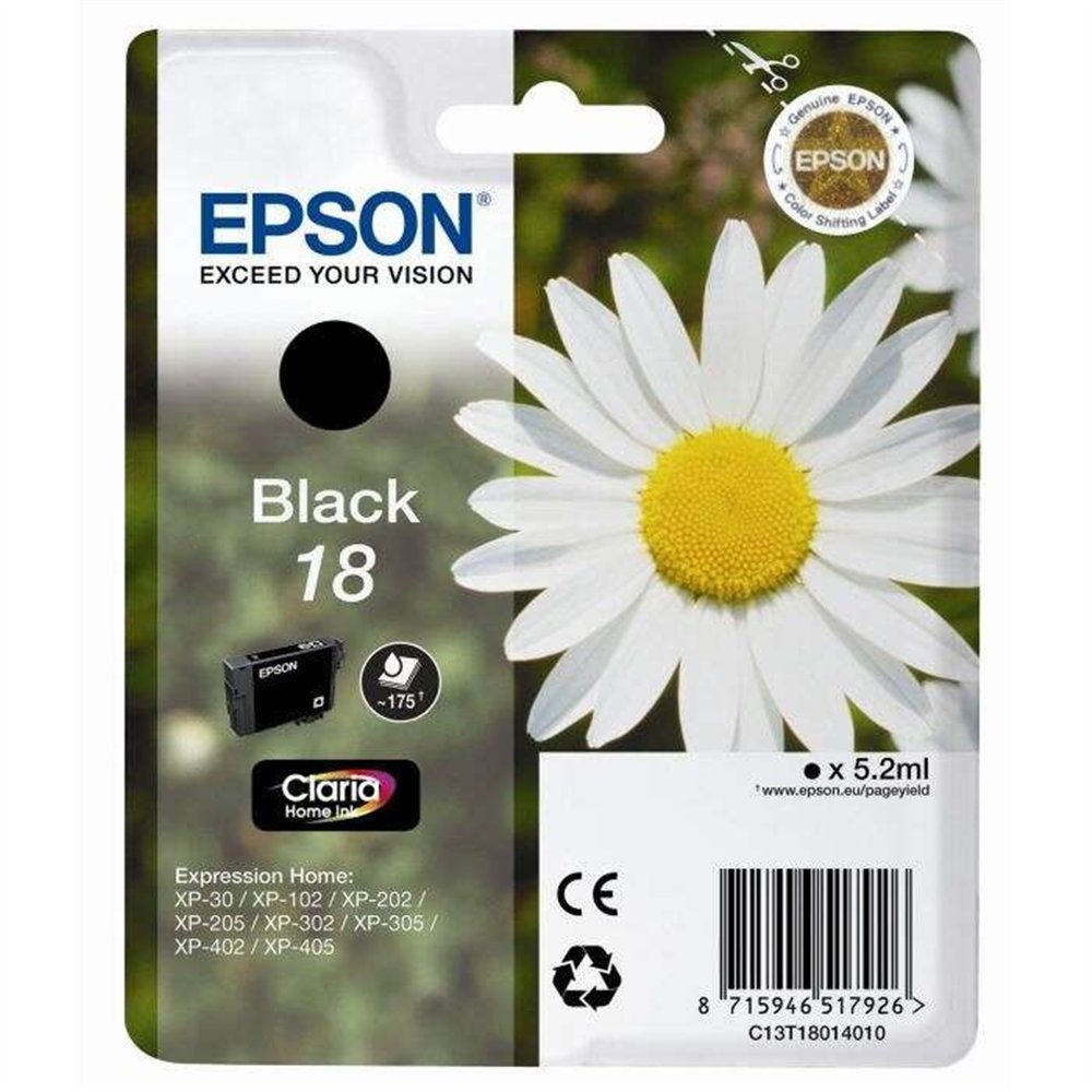 Tinta Epson C13t18014012 T1801 Black 18