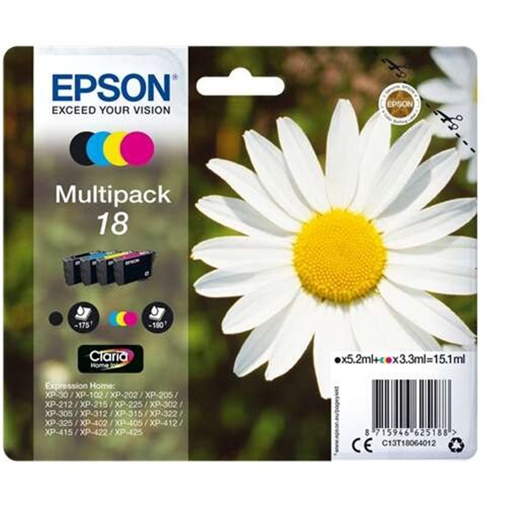 Tinta Epson C13t18064012 Multipack 18 4 Colores