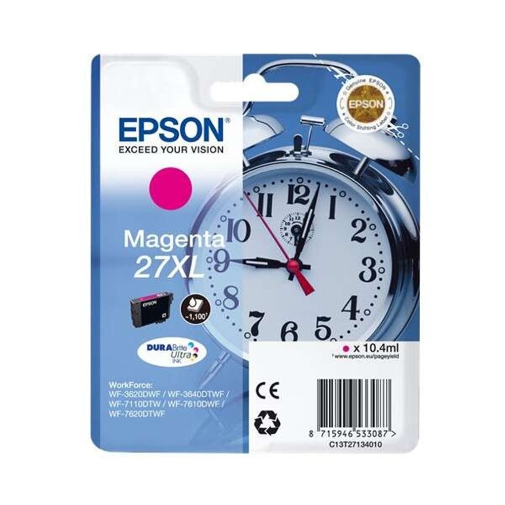 Tinta Epson C13t27134012 T2713 Magenta 27xl Durabrite Ultra