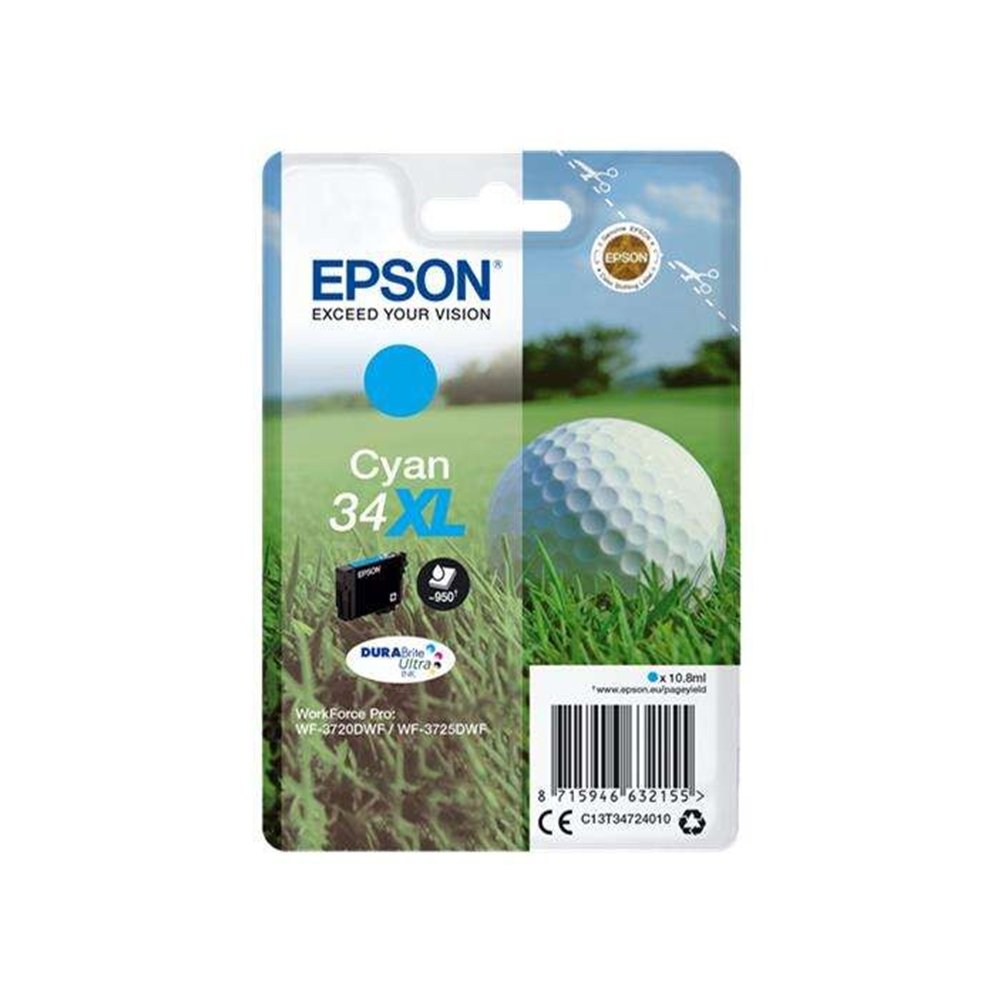 Tinta Epson C13t34724010 Cyan 34xl Durabrite Ultra T3472